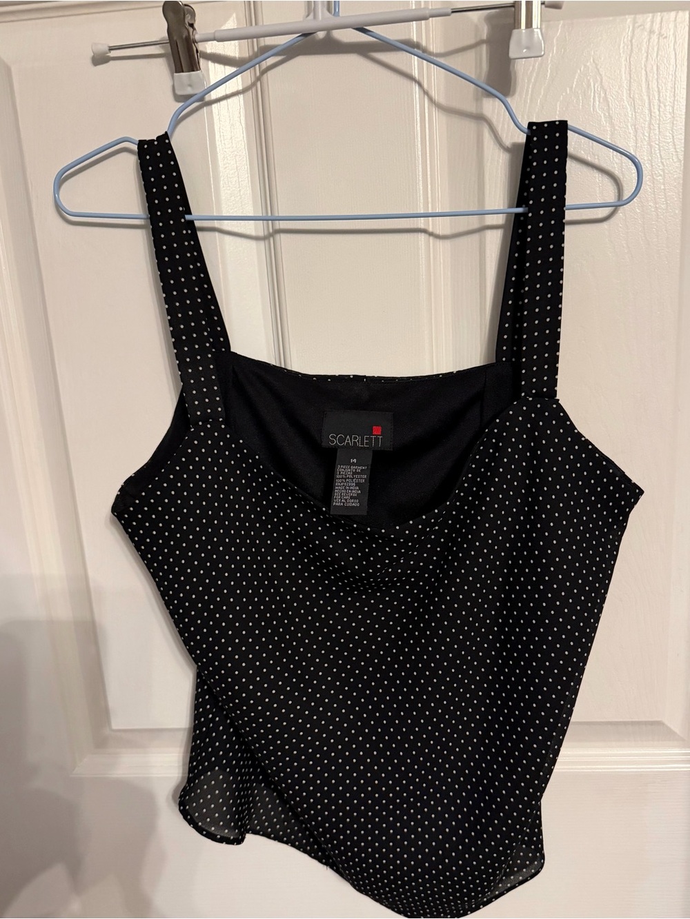 Scarlett Black Polka Dot Camisole Tank, size 14